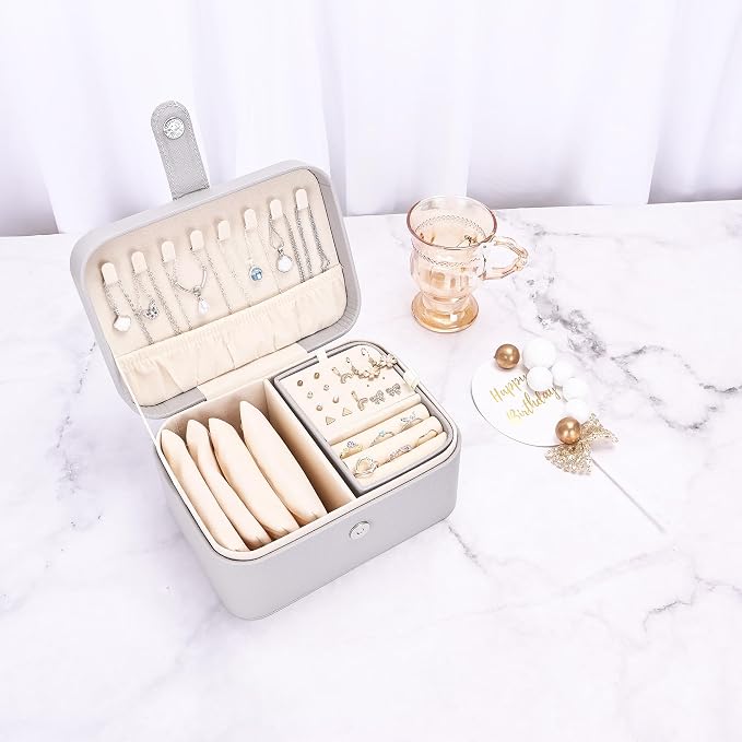 2 Layer Portable Jewelry Box, Large Jewelry Travel Case - Image 6