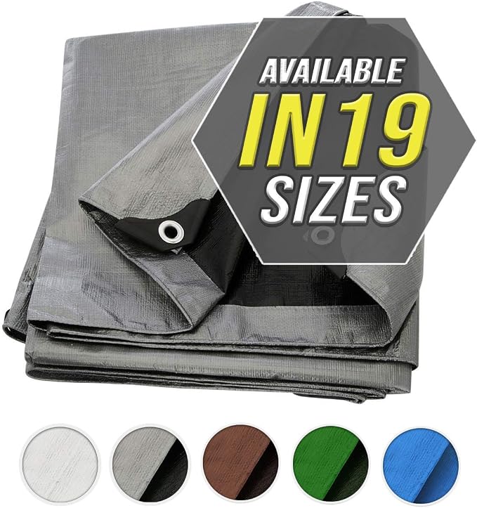 Tarp Cover 12X12 Silver/Black Heavy Duty Thick Material, Waterproof, RV Or Pool by Trademark+Supplies