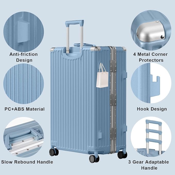 AnyZip Luggage PC+ABS Aluminum Frame Zipperless Checked Luggage Hard Shell - Image 4