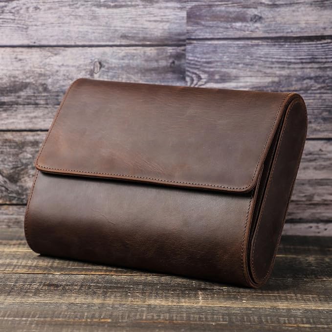Genuine Leather Watch Roll Travel Case, Vintage Full Grain Leather Watch Box - Image 4