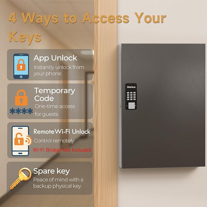192 Key Lock Box Wall Mount, Smart Key Cabinet, One Time Password/Fixed - Image 3