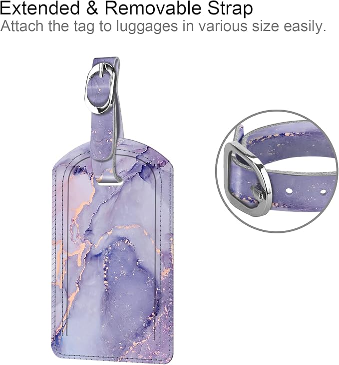 FINTIE 2 Pack Luggage Tags, Leather Name ID Labels - Image 3