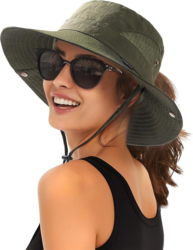 FURTALK Womens Sun Hat with Ponytail Hole Beach Hiking Summer Wide Brim UPF 80+ by FURTALK