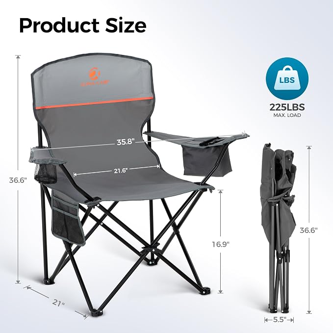 ALPHA CAMP Camping Chair 2 Pack Portable Chair - Image 3