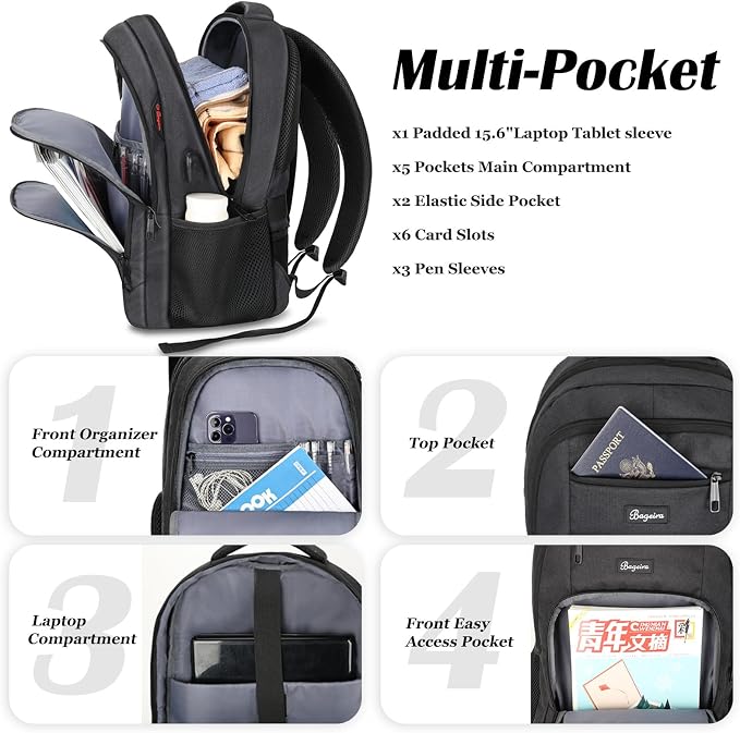 Black Backpack for School, School Backpack for Boys Girls Teens, Backpacks for - Image 2
