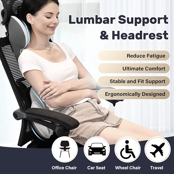 Coverado Lumbar Support and Headrest Pillow - Image 2