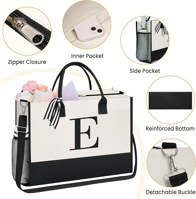 BAGAIL Initial Tote Bag, Personalized Birthday Gifts - Image 6