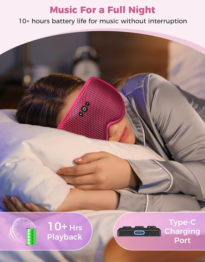 3D Contoured Sleep Mask with Bluetooth Headphones, Eye Masks - Image 5