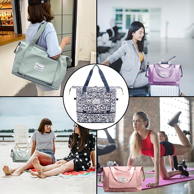 Large Capacity Foldable Travel Bag Expandable Portable Carry on Bag Dry&Wet - Image 6