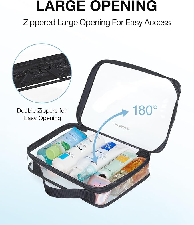 BAGSMART TSA Approved Clear Toiletry Bag, 2 Packs Quart Size Water Resistant - Image 3