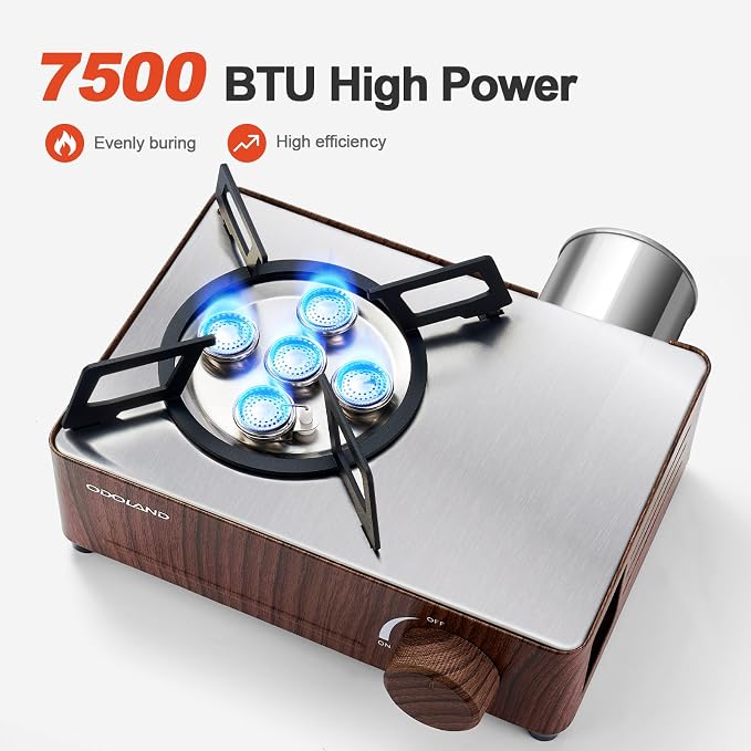 Odoland Portable Camping Stove 7500 BTU Camp Stove Lightweight Butane Gas Stove - Image 3
