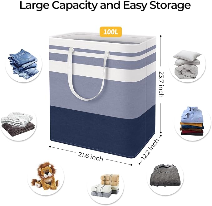 HomeHacks 2-Pack Large Laundry Basket, Waterproof, Freestanding Laundry Hamper - Image 4