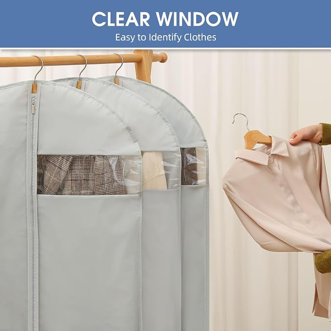 50" Garment Bags for Hanging Clothes, Suit Bags for Closet Storage and Travel - Image 4