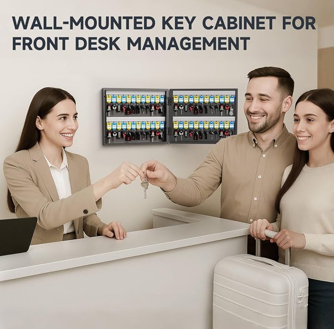WeHere 48 Key Lock Box with Dual Lock, Combination & Key Unlock, Key Cabinet - Image 5