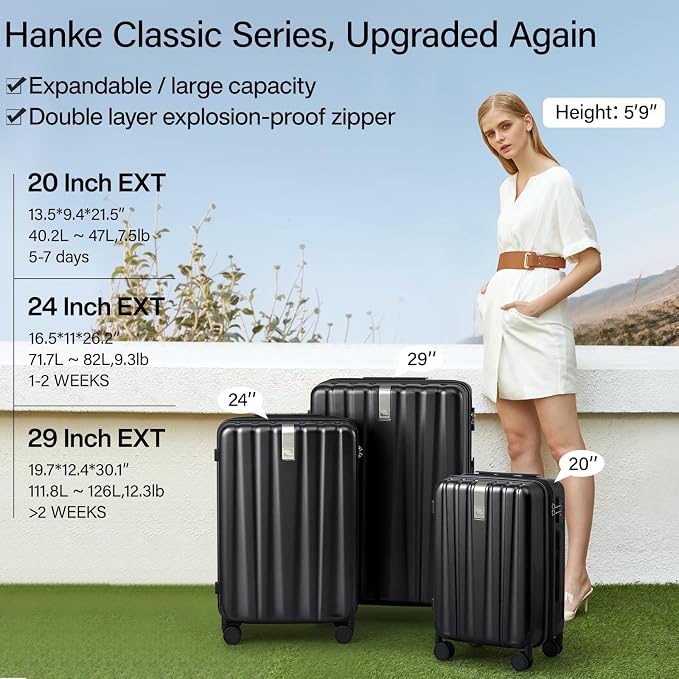 Hanke 29 Inch Expandable Checked Luggage Lightweight PC Hard Shell Luggage - Image 2