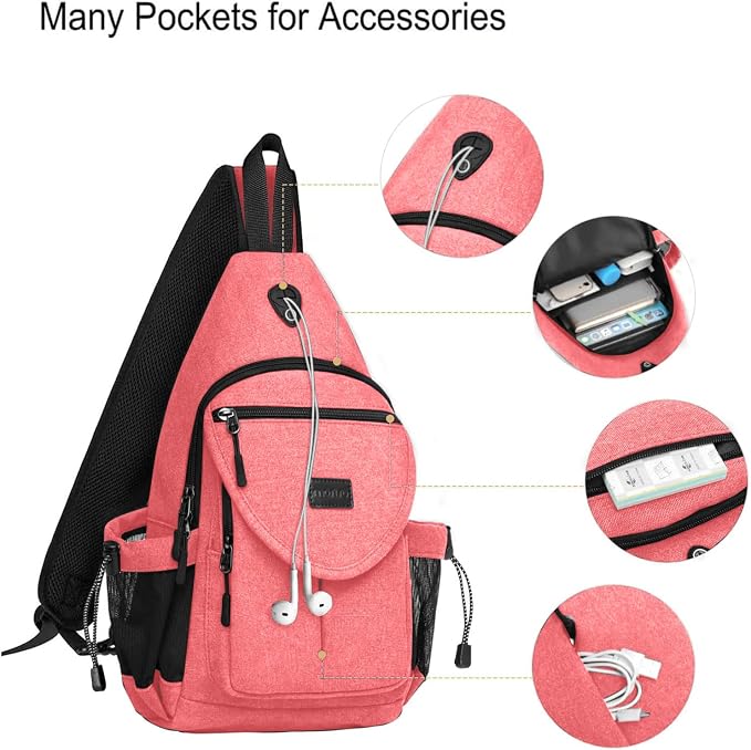 MOSISO Sling Backpack, Canvas Crossbody Hiking Daypack Bag - Image 4
