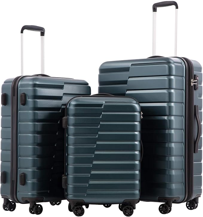 COOLIFE Expandable Suitcase PC ABS TSA Luggage 3 Piece Set Lock Spinner Carry on by COOLIFE