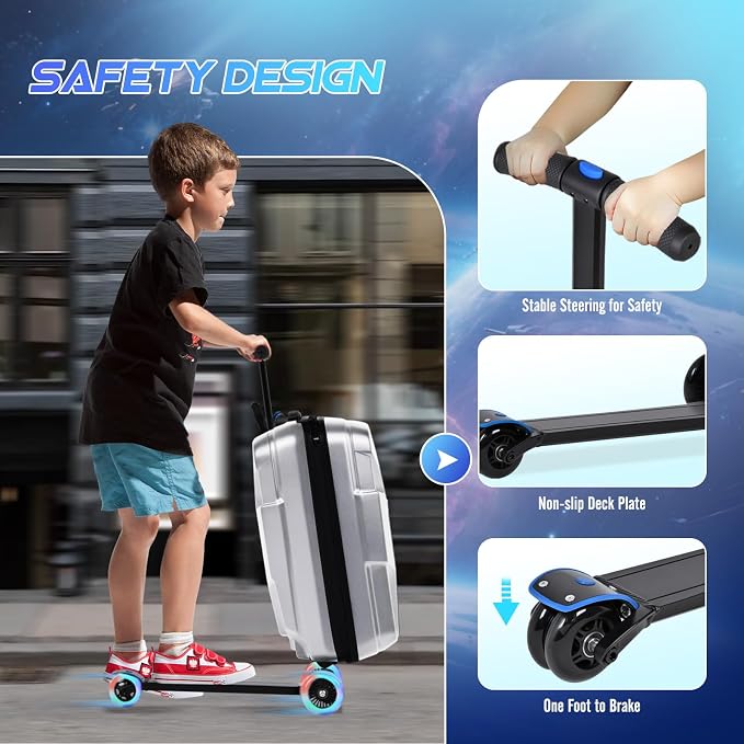 Scooter Suitcase for Kids & Adults, Foldable Carry On Travel Luggage, Hardside - Image 4