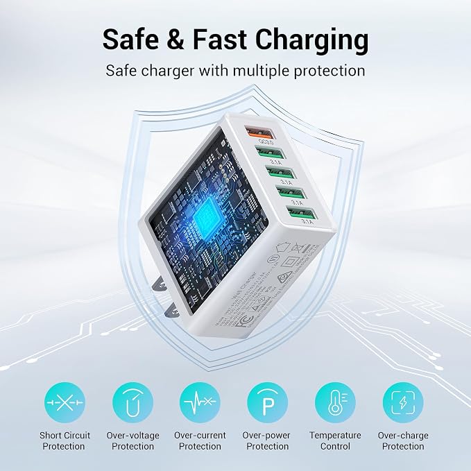 50W USB Wall Charger Block, Android Phones - Image 7