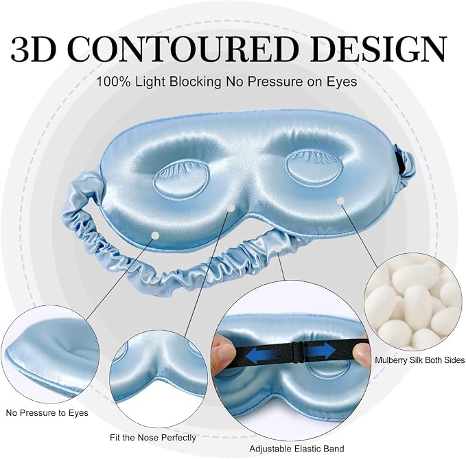 ZIMASILK Adjustable 22 Momme 100% Pure Mulberry Silk Sleep Mask, 3D Contoured - Image 2