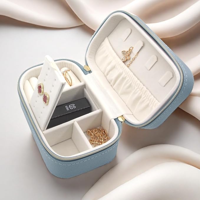 Travel Jewelry Case Bulk Of 4 For Women Weekend Trips, PU Leather Compact - Image 9