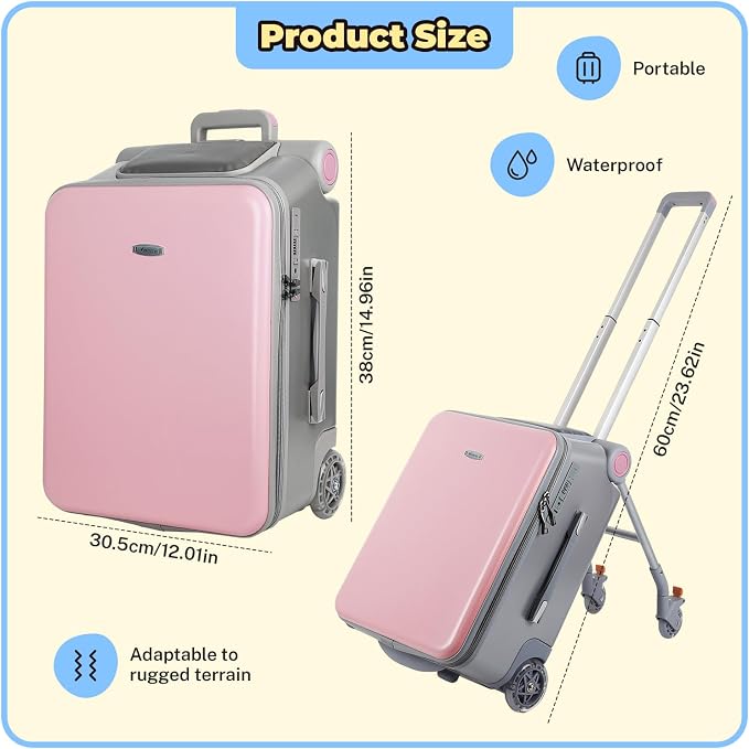 FAHKNS Children's Ride-On Suitcase, Kids Carry on Luggage - Image 4