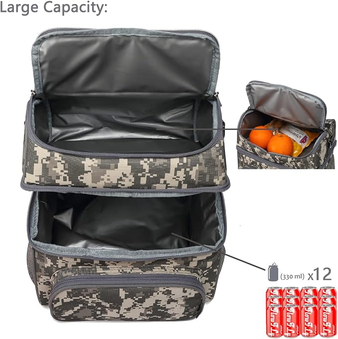 FlowFly Double Layer Cooler Insulated Lunch Bag Adult Lunch Box Large Tote Bag - Image 5
