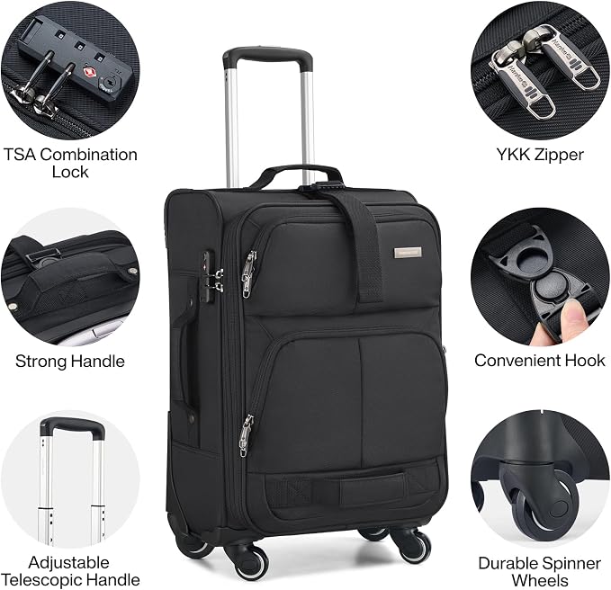 Hanke 20 Inch Softside Expandable Carry On Luggage - Image 4