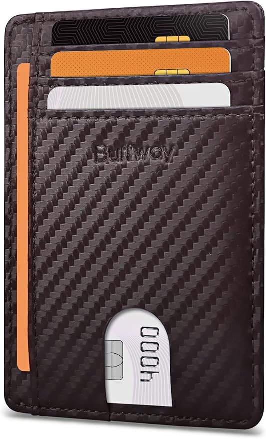 Buffway Slim Minimalist Front Pocket RFID Blocking Leather Wallets by Buffway