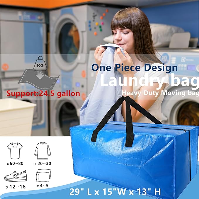 6 Pack Heavy Duty Extra Large Moving Bags Storage Tote - Image 4