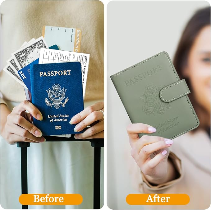 TIGARI Passport Holder for Travel Women Men, PU Leather Waterproof RFID - Image 6