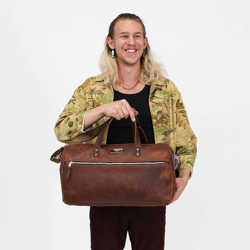Handmade Leather Duffel Bag Luxury Duffle Bag Leather weekender Backpack - Image 4
