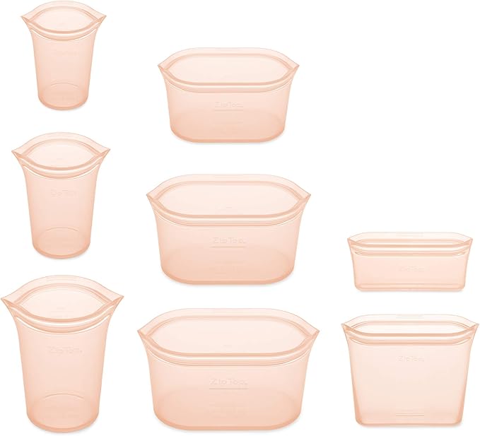 Zip Top Reusable Food Storage Bags | Full Set of 8 | Silicone Meal Prep - Image 2