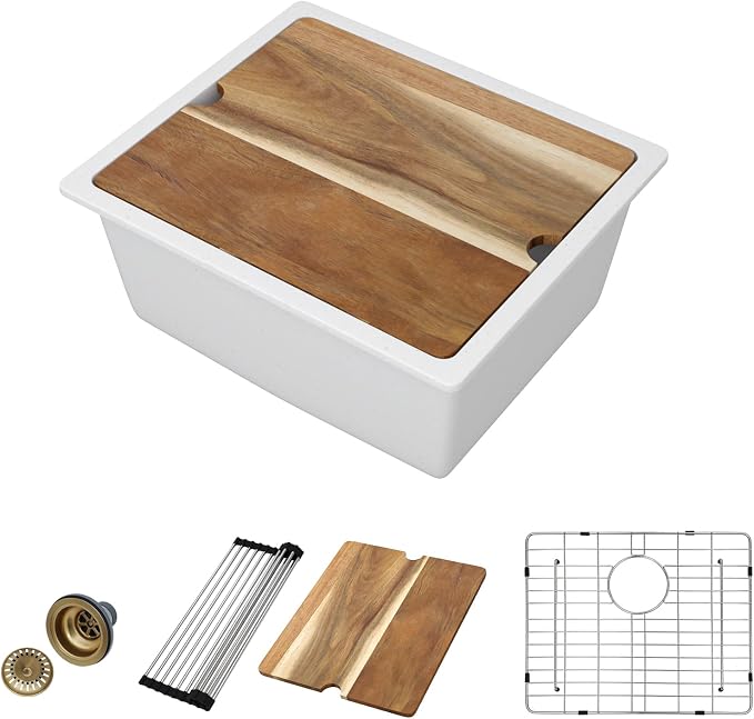 21 Inch White Granite Composite Bar Sink 21x18 Single Bowl Granite Composite by DONSDEY