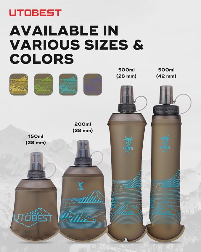UTOBEST 150ml Soft Flask, 2 Pack Flexible TPU Hydration Water Bottle, - Image 6