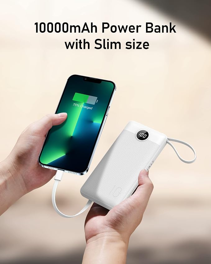 VEEKTOMX Portable Charger with Built in Cables 10000mAh, USB C Power Bank with - Image 7