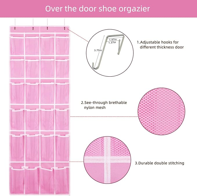 Hanging Shoe Organizer 2Pack, Over The Door Shoe Rack - Image 4