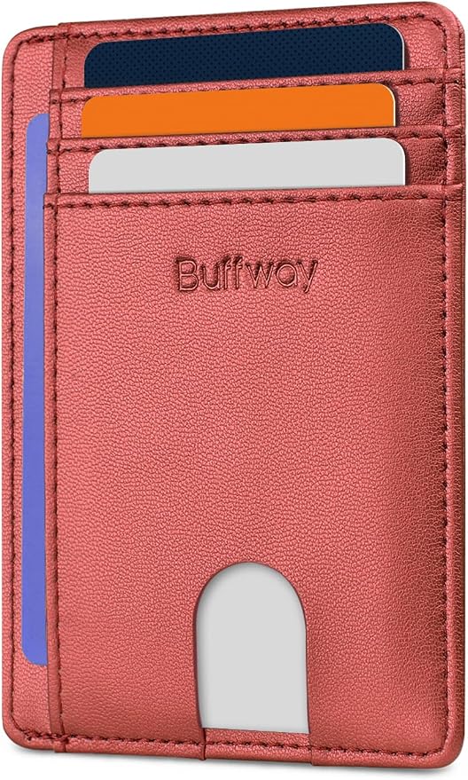 Buffway Slim Minimalist Front Pocket RFID Blocking Leather Wallets - Image 8