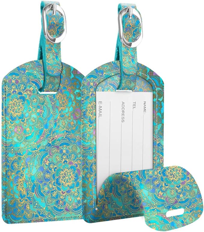 FINTIE 2 Pack Luggage Tags, Leather Name ID Labels by Fintie