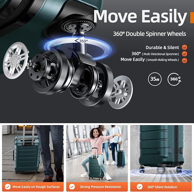 SHOWKOO Luggage Sets Expandable Suitcase Double Wheels TSA Lock - Image 3