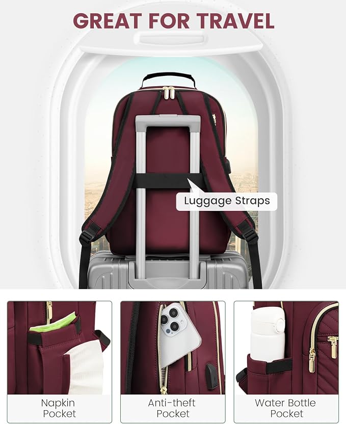 LOVEVOOK Laptop Backpack Purse for Women, Work Business Travel Computer Bags - Image 4