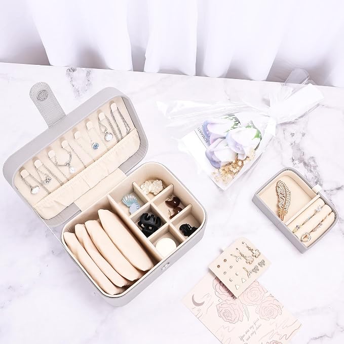 2 Layer Portable Jewelry Box, Large Jewelry Travel Case - Image 7