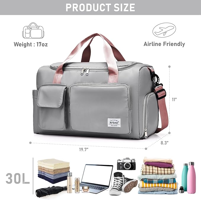 NPBAG Women Travel Duffel, Gym Workout Overnight Bag, Mommy Hospital Bag - Image 3
