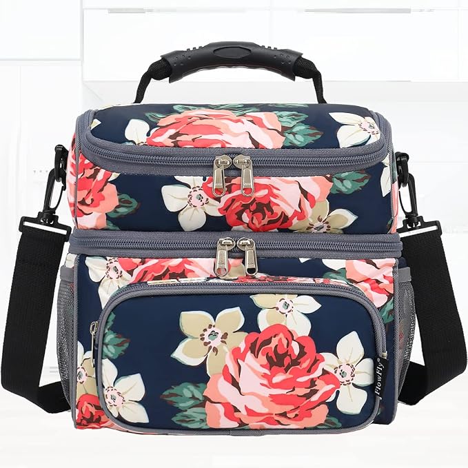 FlowFly Double Layer Cooler Insulated Lunch Bag Adult Lunch Box Large Tote Bag - Image 9
