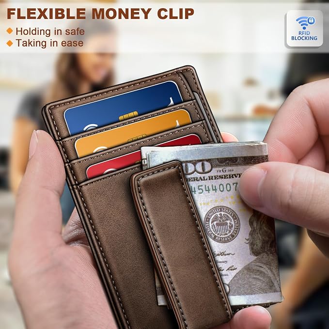 BULLIANT Men Wallet, Slim Leather Wallet Money Clip Card Hodler - Image 5