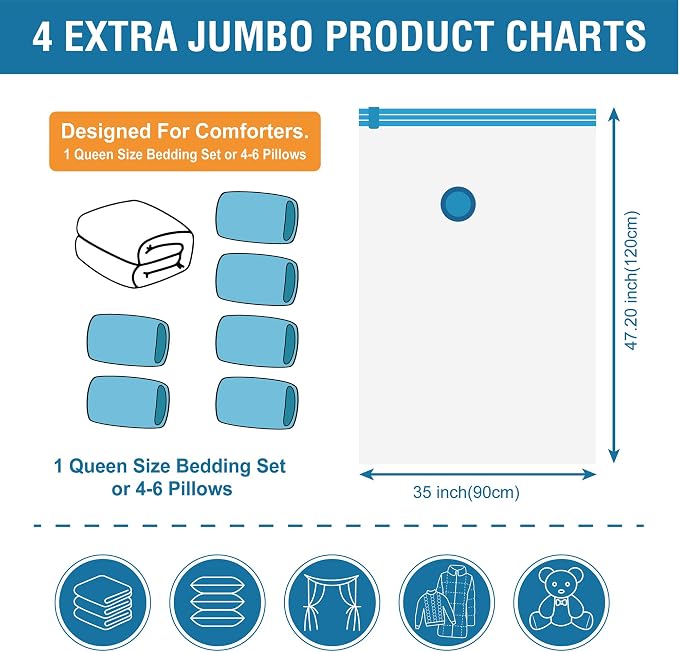 4 Pack XXL Jumbo Vacuum Storage Bags, Extra Large Vacuum Seal Bags - Image 5