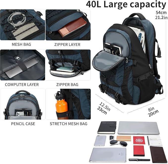 BOVIP 40L Hiking Backpack Waterproof Lightweight Daypack Travel Sports Camping - Image 3