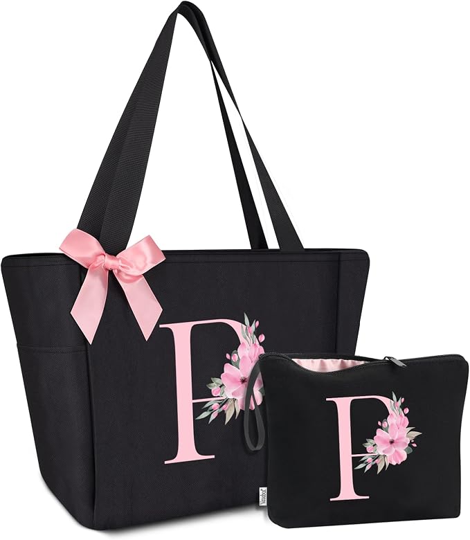 Vavabox Tote Bag, A-Z Initial Monogrammed Waterproof Tote Bag, Bridesmaid Gifts by Vavabox
