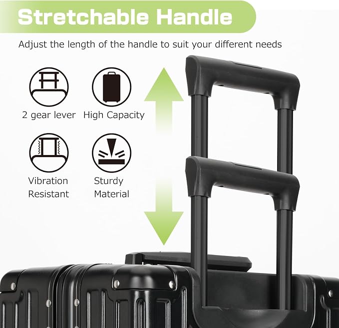 AnyZip Luggage Aluminium Frame Suitcase Hard Shell TSA Lock No Zipper 28In Black - Image 8