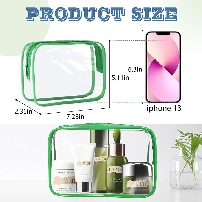 16 Pieces Clear Makeup Bag PVC Zippered Clear Toiletry Carry Pouch Portable - Image 2